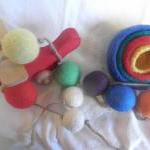 Waldorf Inspired. Wool Ball Garland Toy. Vibrant..