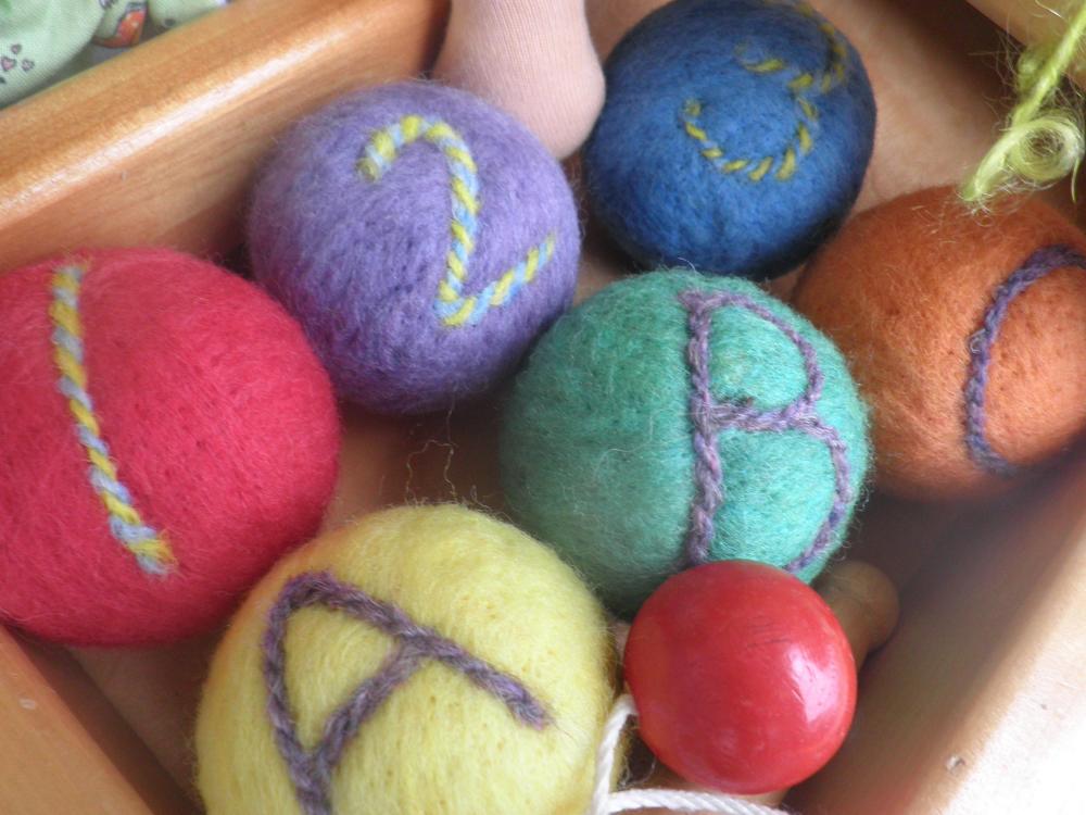 Sensory Toy, Set Of 6. Felted Wool Balls Filled With Organic Lavender. Vibrant. Texture. Waldorf Inspired. Storage Bag Included.